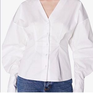 Anine Bing Women's Blouse A-07-2178-3381.4oz White Long Cotton